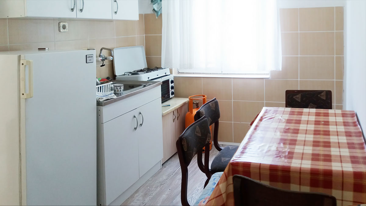 Apartman Aronija - Kuhinja: frižider, plinski rešo, mini šporet